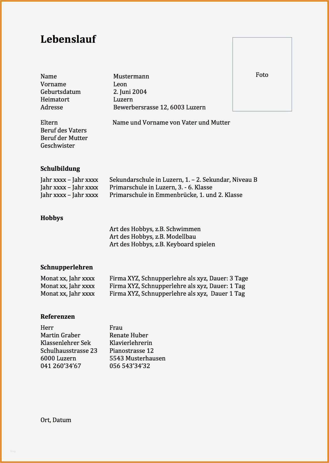 Tabellarischer Lebenslauf Schüler Vorlage Elegant 9 Lebenslauf Vorlage Scüler