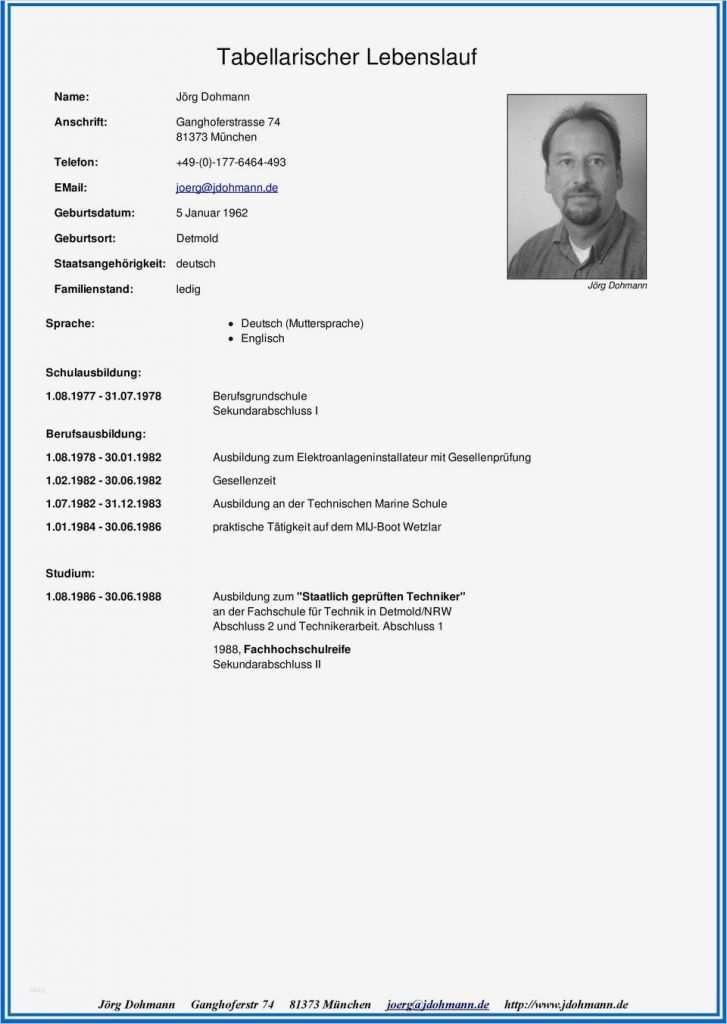 Tabellarischer Lebenslauf Vorlage Word Erstaunlich Tabellarischer Lebenslauf Pdf