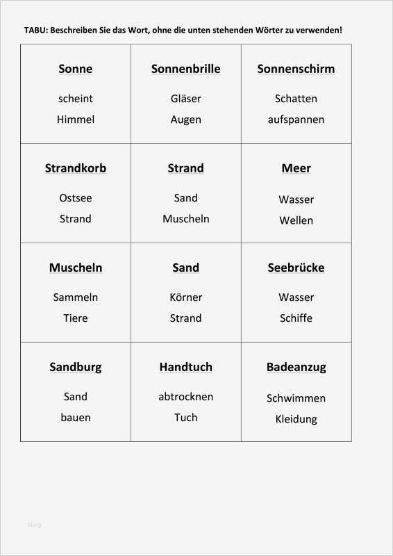 Tabu Karten Vorlagen Fabelhaft Aphasietraining Zum thema sommer Aphasie Madoo