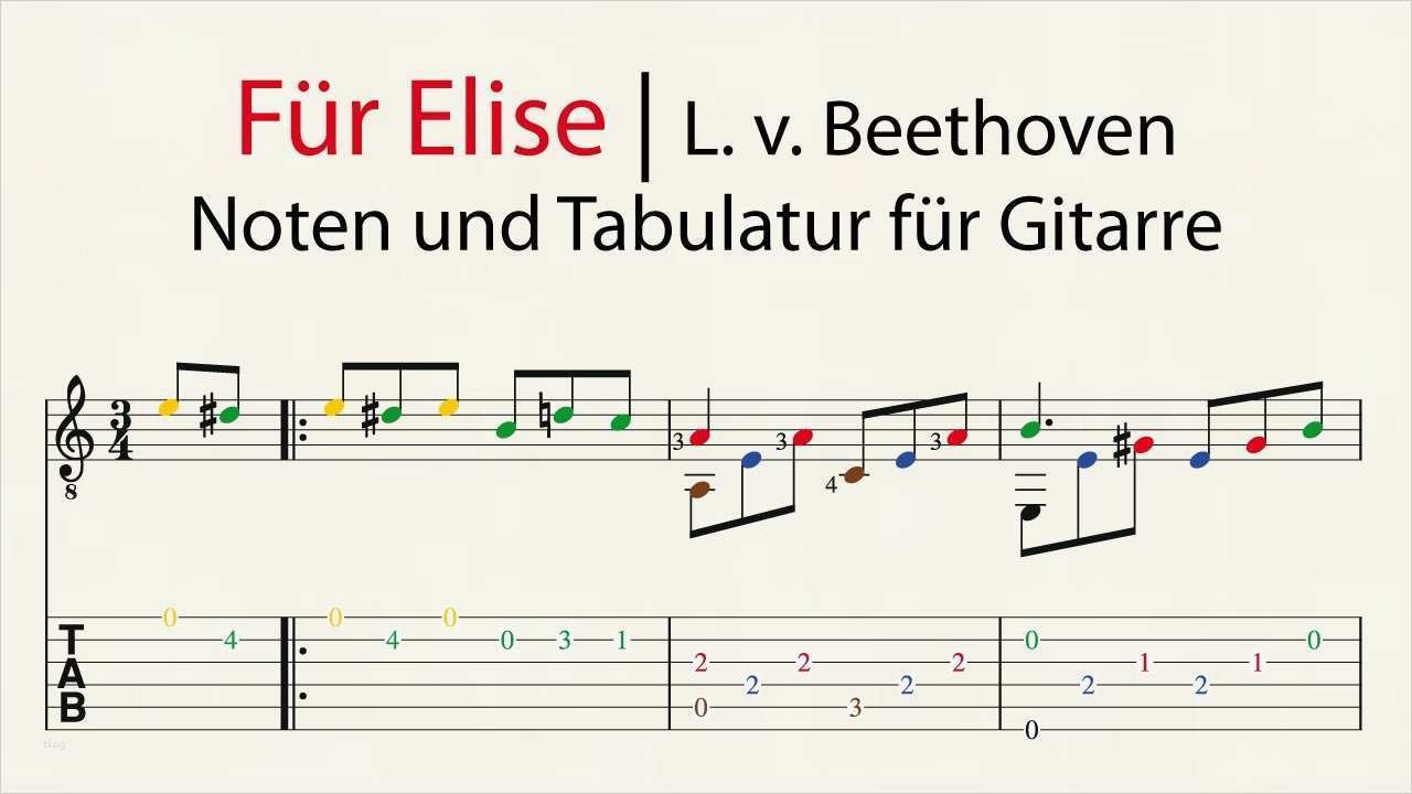 Tabulatur Gitarre Vorlage Erstaunlich Für Elise