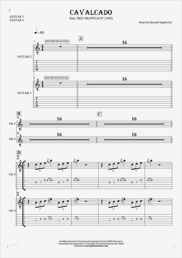 Tabulatur Gitarre Vorlage Genial Cavalcado Noten Und Tabulatur Für Gitarre