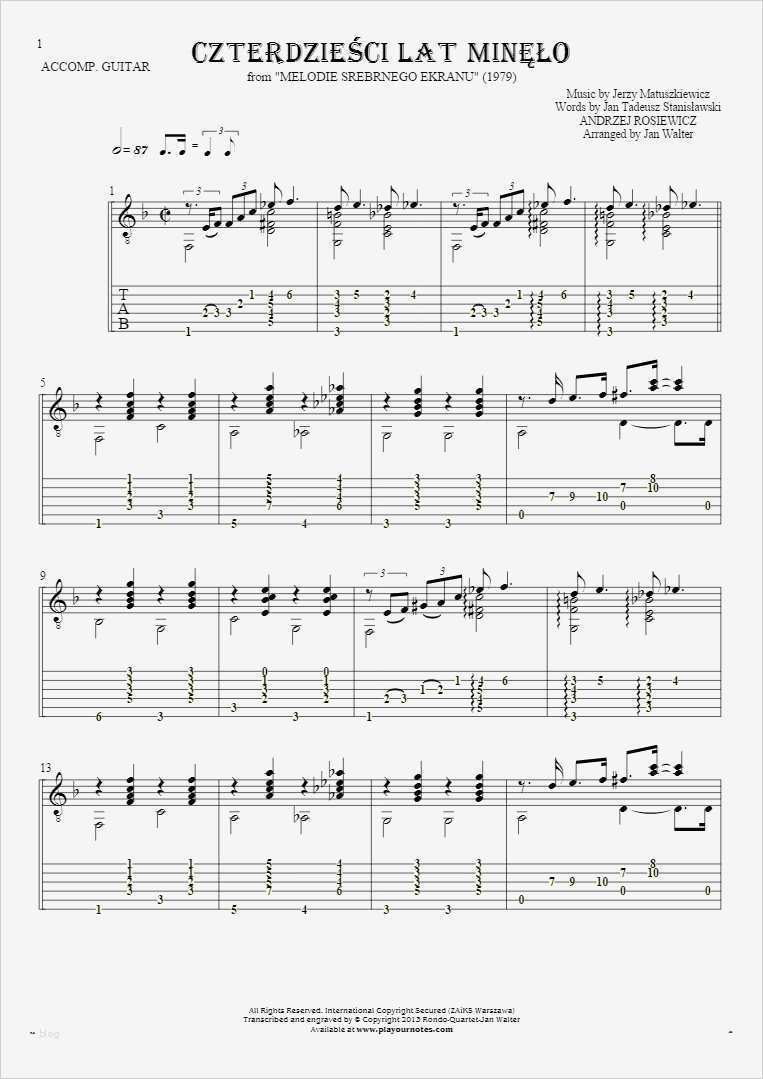Czterdzieści Lat Minęło Noten und Tabulatur für Gitarre