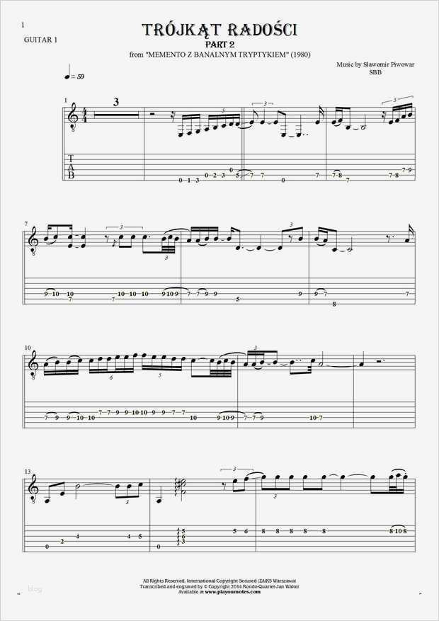 Tabulatur Gitarre Vorlage Schön Trójkąt Radości Noten Und Tabulatur Für Gitarre
