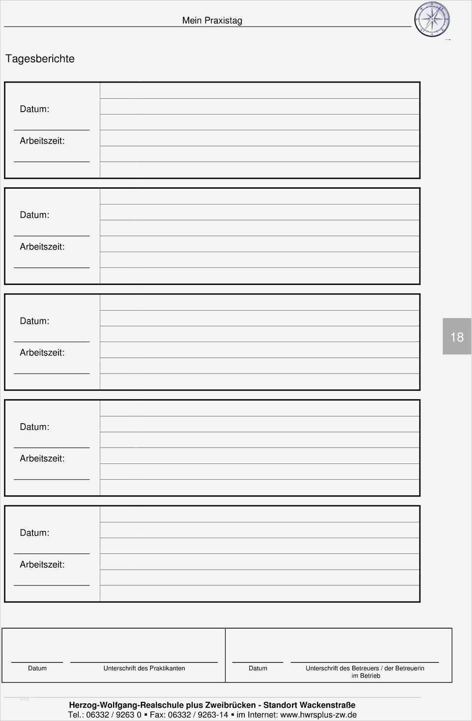 Tagesbericht Praktikum Vorlage Unglaubliche