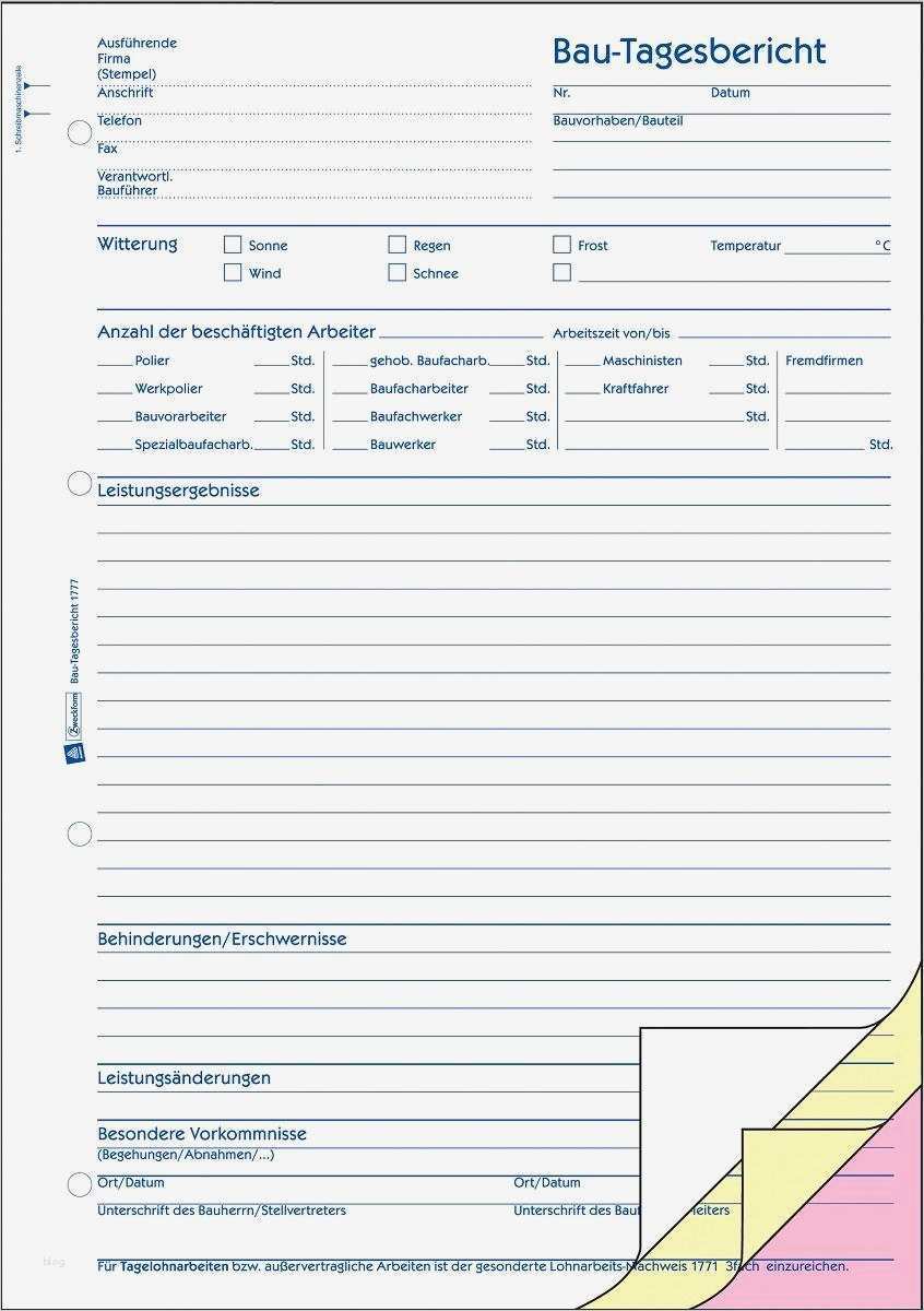 Tagesbericht Vorlage Cool Avery Zweckform Bau Tagesbericht A4 Weiß Gelb Rosa