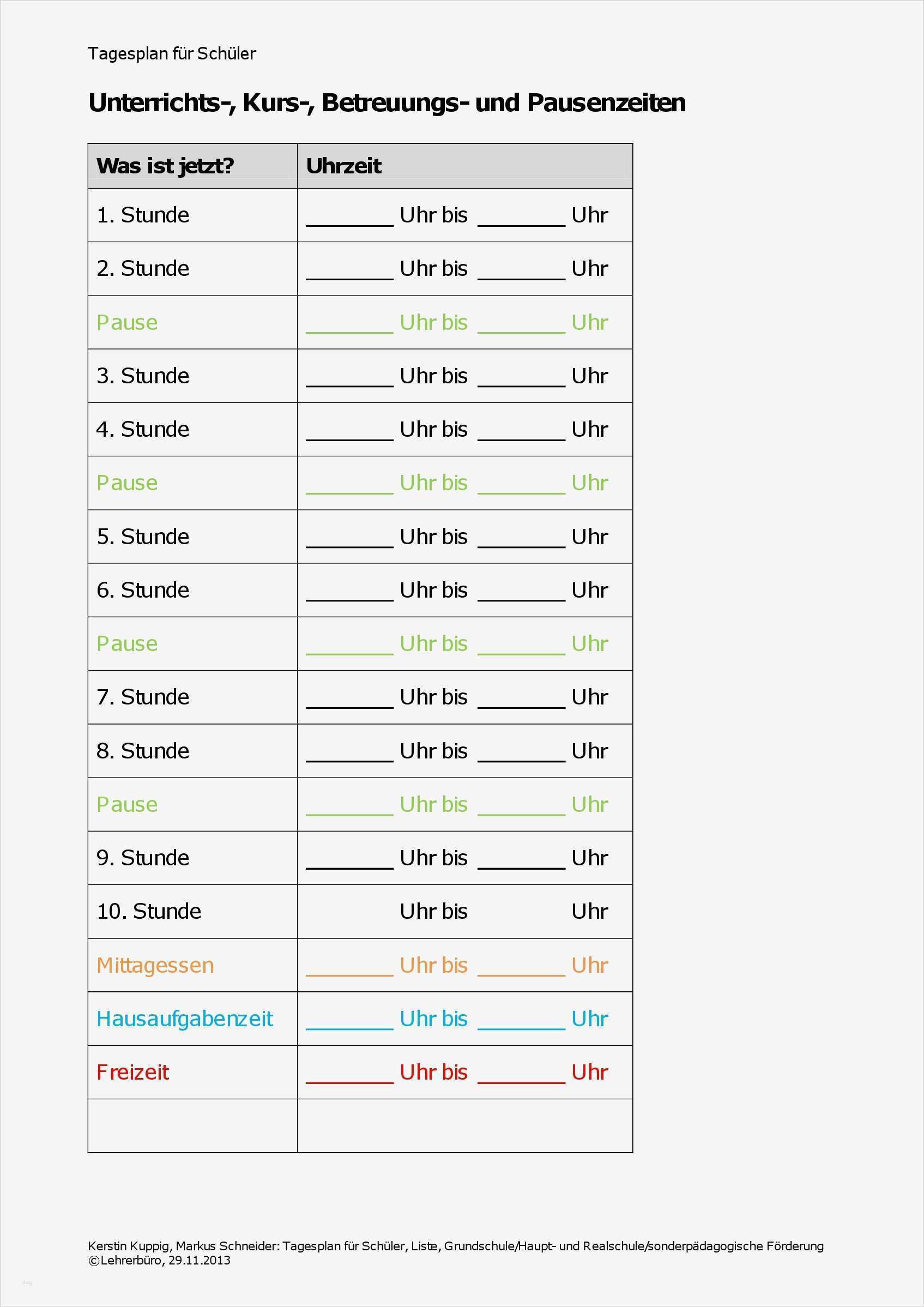 Tagesplan Vorlage Grundschule Elegant Uhr Arbeitsblätter · Lehrerbüro