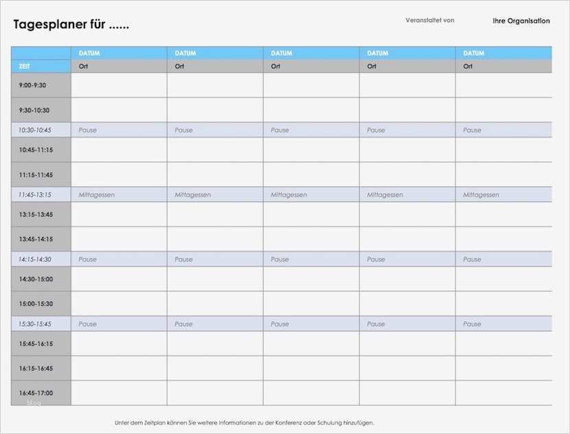 Tagesplaner Vorlage Kostenlos Erstaunlich Tagesplaner Vorlage Excel format – Muster Vorlage