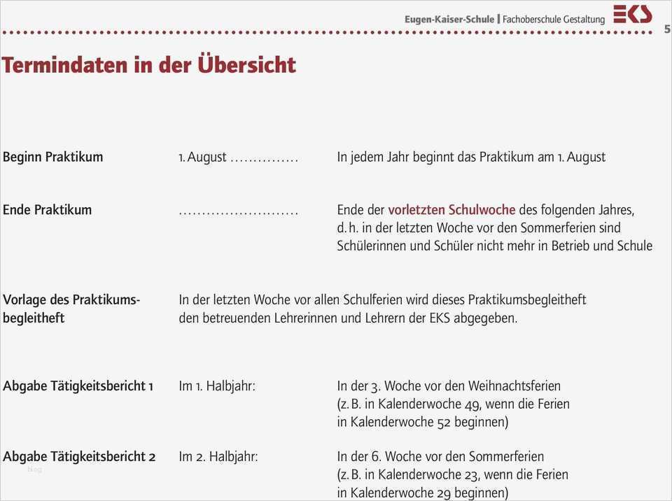 Tätigkeitsbericht Vorlage Praktikum Cool Praktikumsbegleiter Fachoberschule Gestaltung Eugen