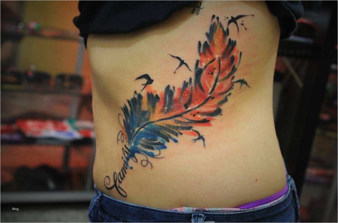 Tattoo Feder Vorlage Elegant Tattoo Bunte Feder Mit Schrift