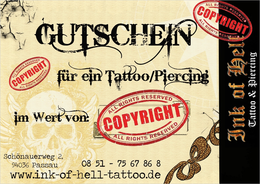 Tattoo Gutschein Vorlage Best Of Gutschein Ink Of Hell Tattoo & Piercing