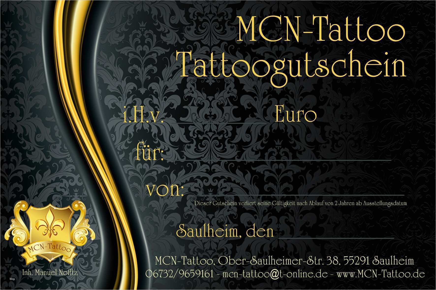 Tattoo Gutschein Vorlage Genial 35 Gutschein