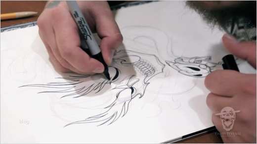 Tattoo Vorlagen Zeichnen Großartig David Tevenal Beim Zeichnen Von Tattoo Flash Vorlagen