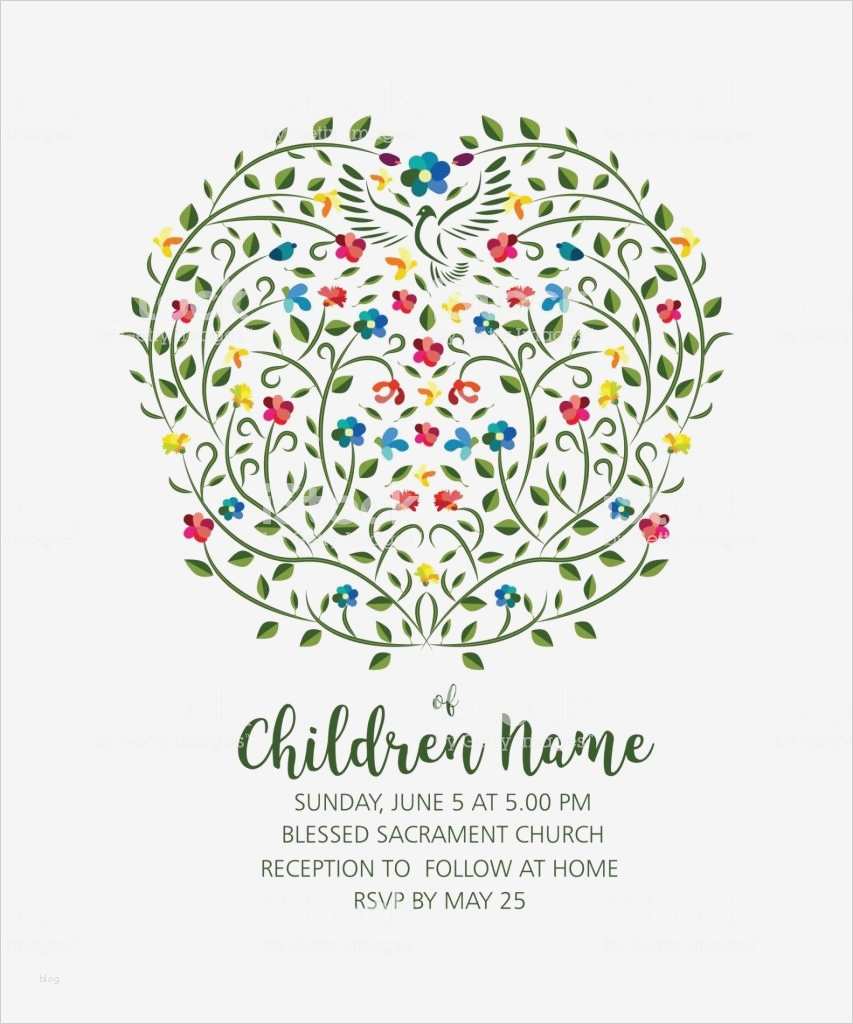 Taufe Einladung Vorlage Einzigartig Taufe Einladung Einladung Vorlage Mit Taube Und Blumen