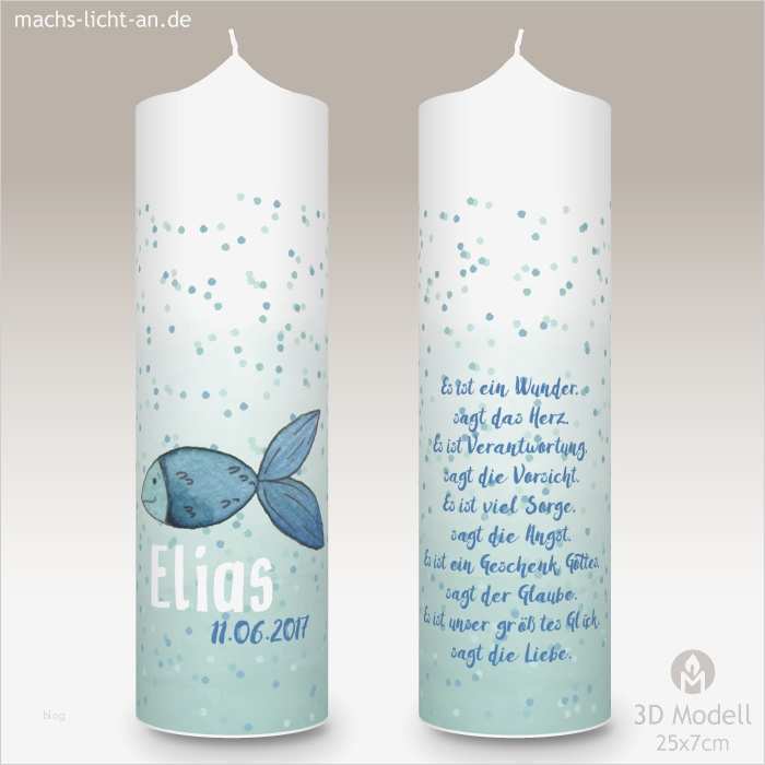 Taufkerze Fisch Vorlage Wunderbar Kommunionkerze Elias Machs Licht An Taufkerzen