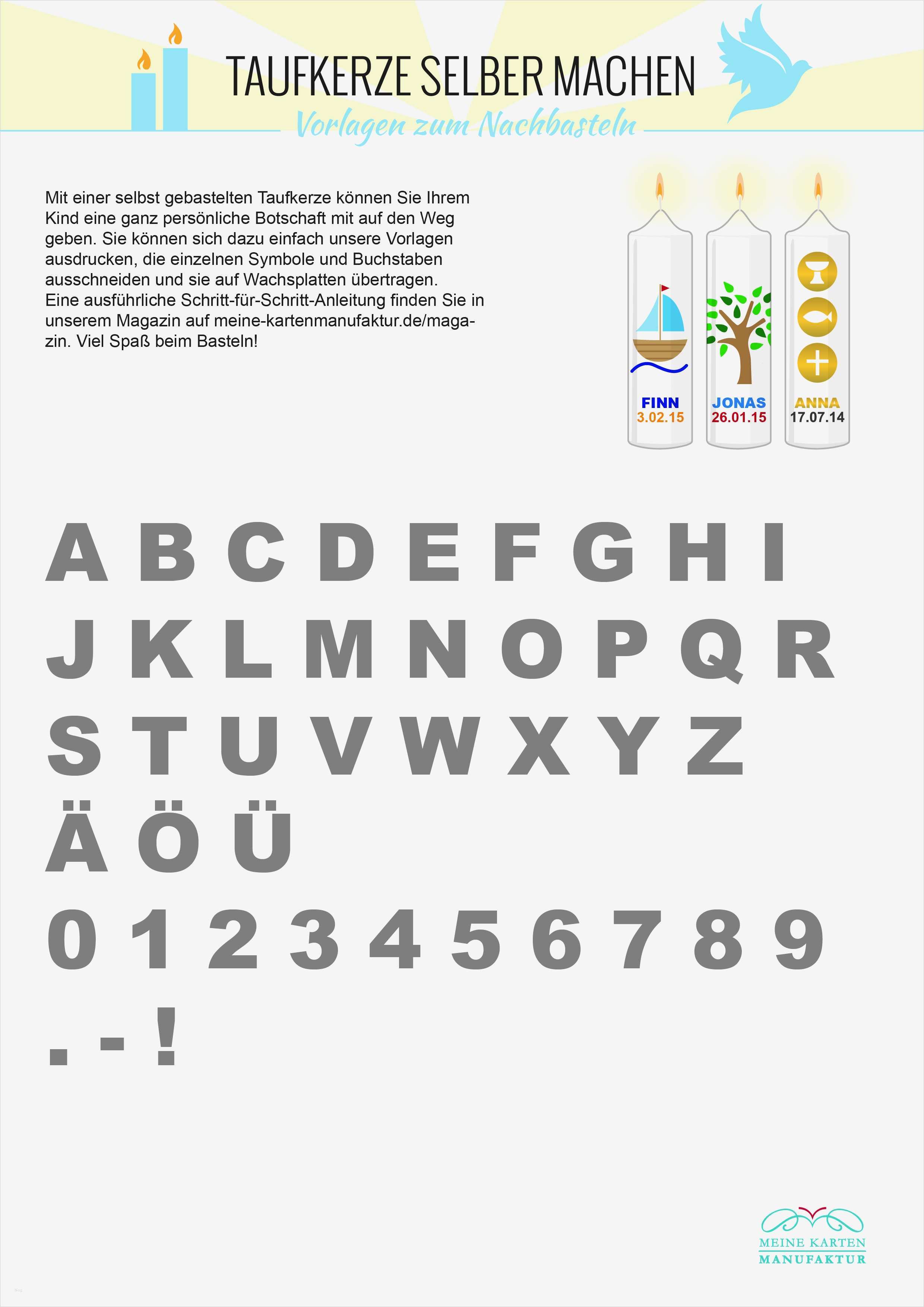 Taufkerze Selber Machen Vorlagen Inspiration Vorlage Buchstaben Und Zahlen Für Taufkerze