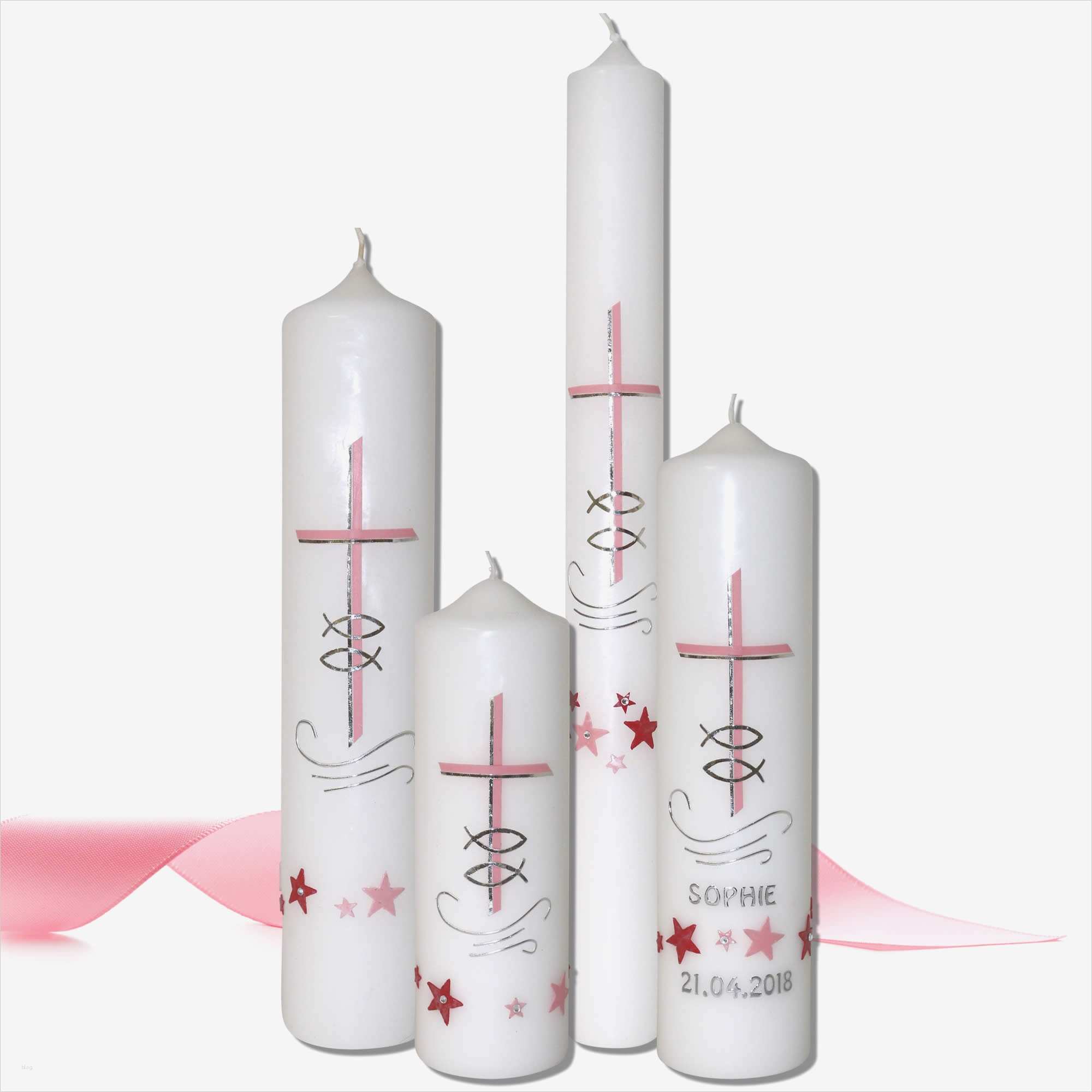 Taufkerzen Mädchen Vorlagen Bewundernswert Taufkerzen Für Mädchen Rosa Silber
