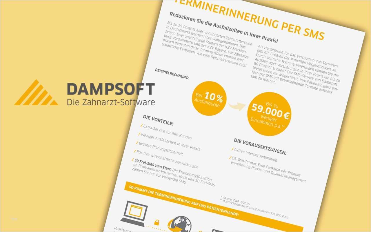 Terminerinnerung Per Sms Vorlage Hübsch Dampsoft Referenziert In Broschüre Auf Beitrag In Der Zwp