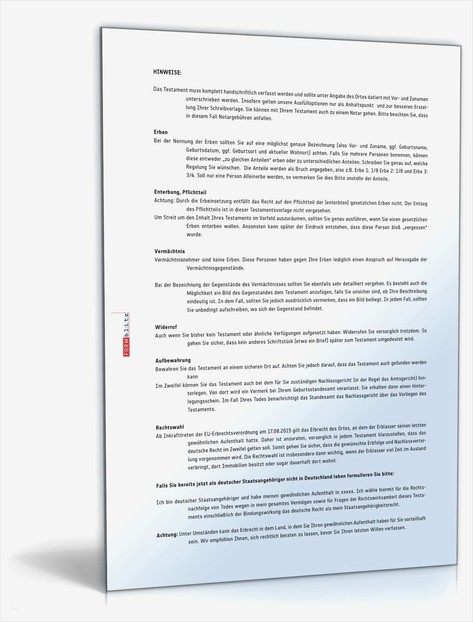 Testament Handschriftlich Vorlage Erstaunlich Gemeinschaftliches Testament