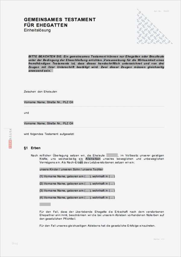 Testament Vordruck Gratis