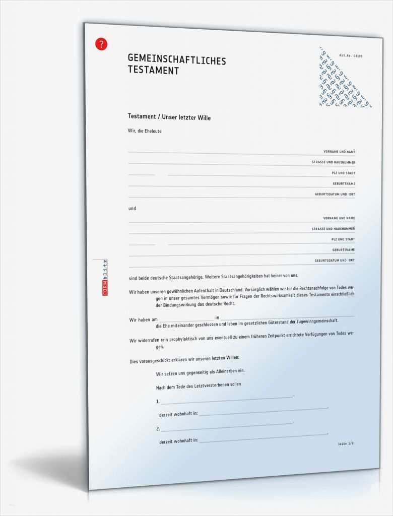 Testament sorgerecht Vorlage Hübsch Gemeinschaftliches Testament