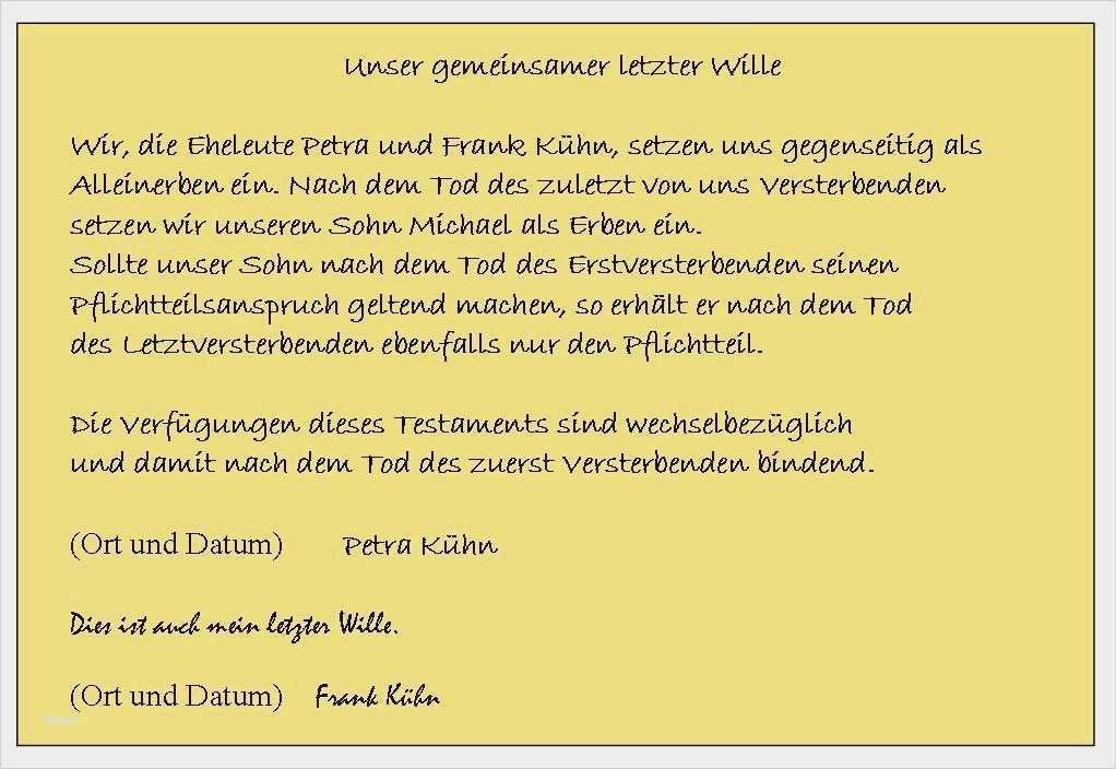 Testament Vorlage Pdf Wunderbar Berliner Testament Vorlage Kostenlos Pdf Neu Berliner