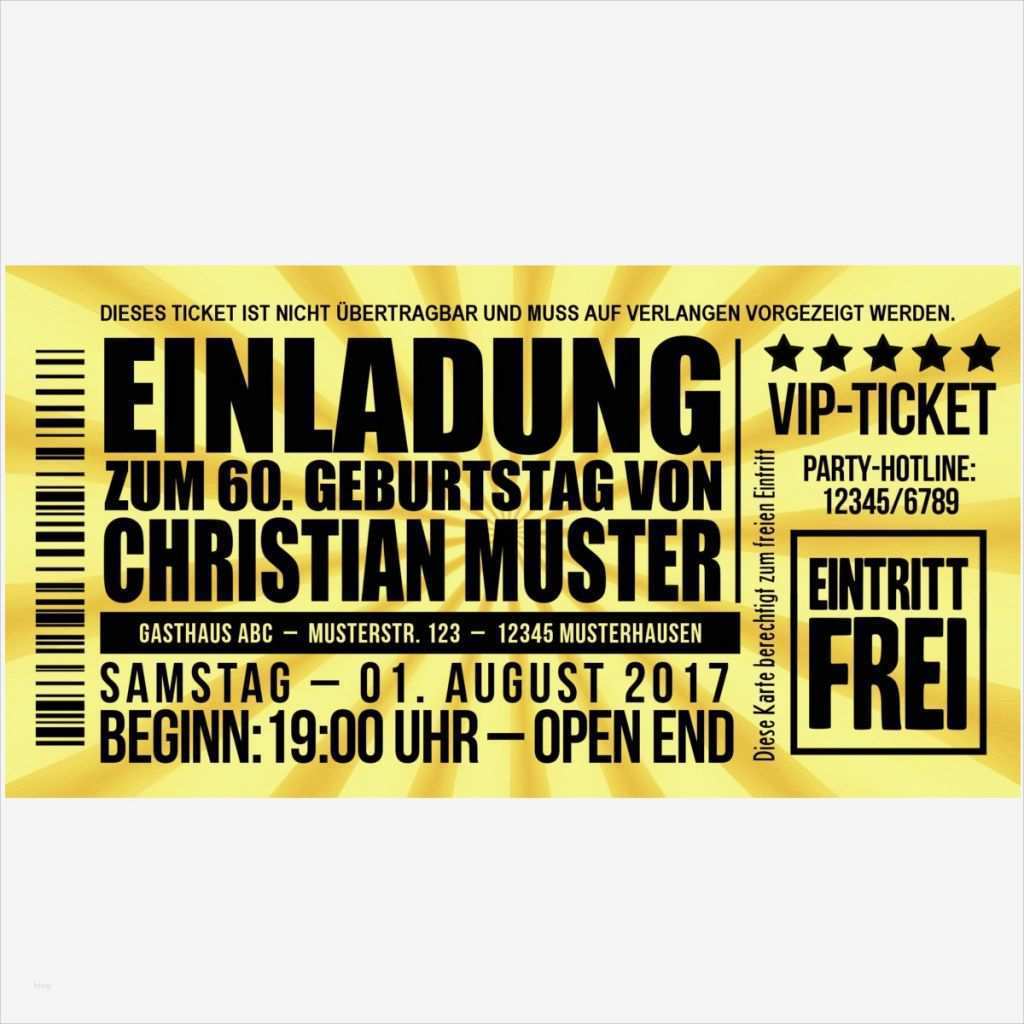 Ticket Vorlage Zum Bearbeiten Kostenlos Erstaunlich Vip Einladungskarten Ticket Einladung 60 Geburtstag