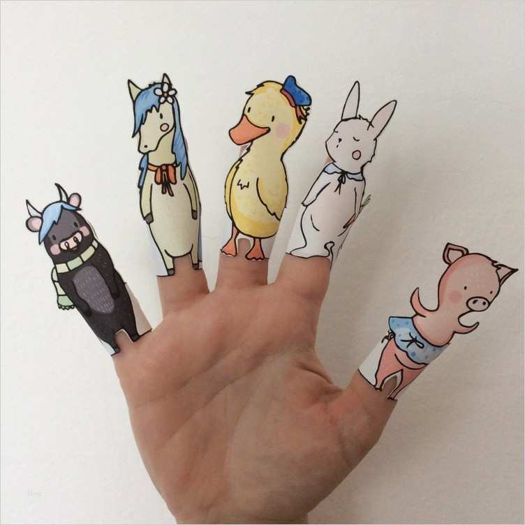 Fingerpuppen Basteln Kinder Fingerspiele Papier Tiere
