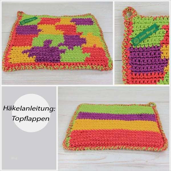 Topflappen Häkeln Vorlagen Kostenlos Einzigartig Kostenlose Anleitung topflappen "puzzle" Häkeln
