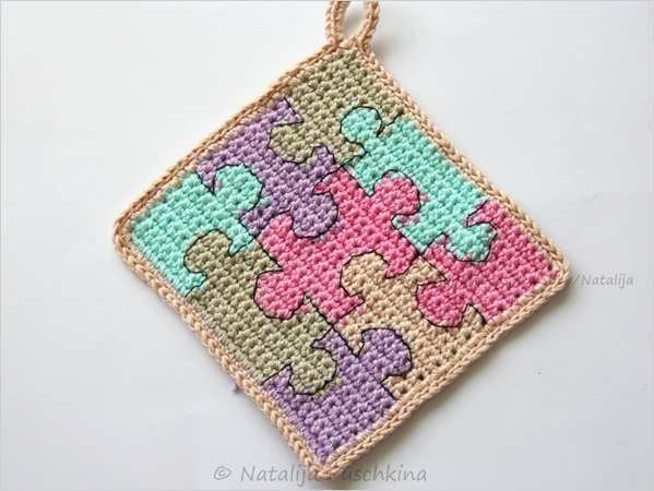 Topflappen Häkeln Vorlagen Kostenlos Hübsch topflappen Häkeln Puzzle Motiv Häkeln