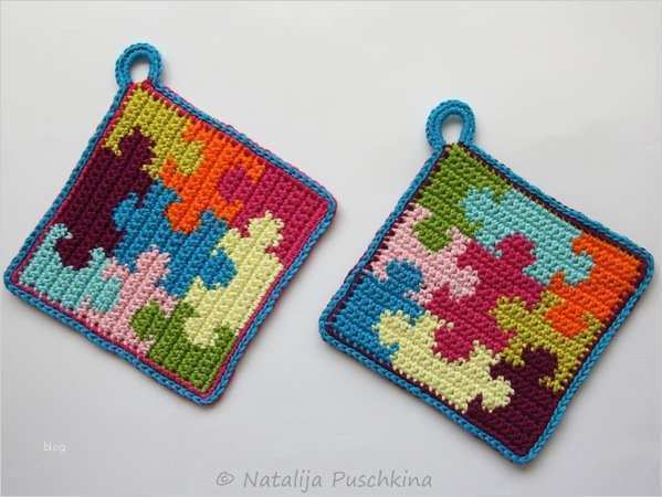 Topflappen Häkeln Vorlagen Kostenlos Wunderbar topflappen Häkeln Puzzle Motiv Häkeln