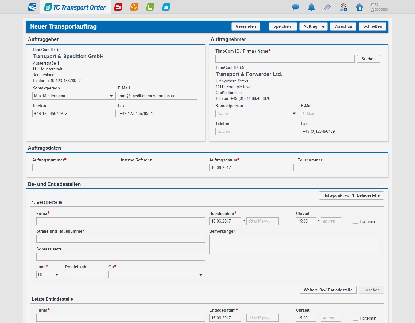 Transportauftrag Vorlage Word Bewundernswert Auftragsverwaltung Transportplattform