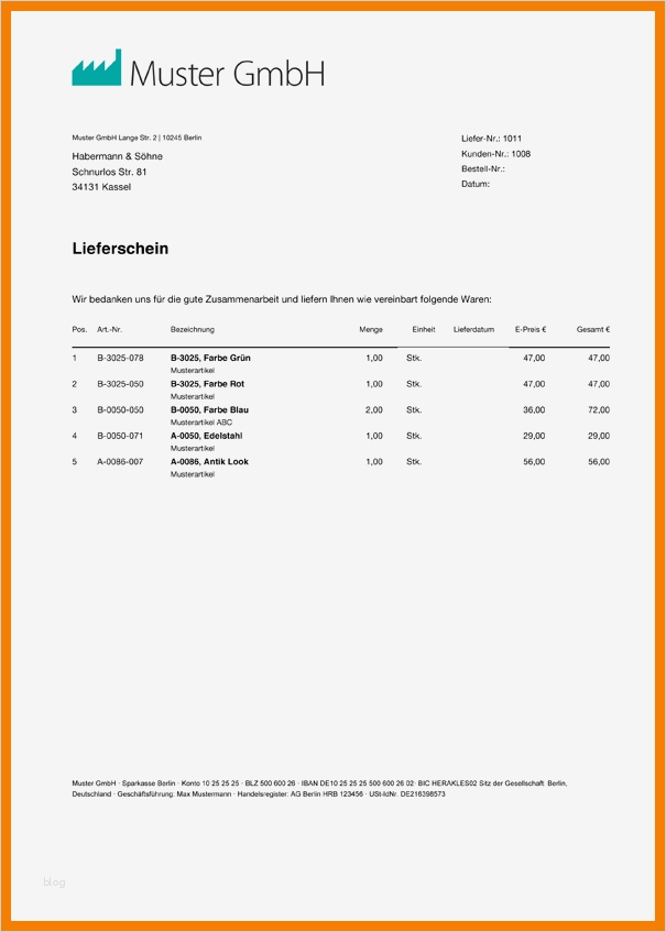 Transportauftrag Vorlage Word Elegant 10 Lieferschein Vorlagen