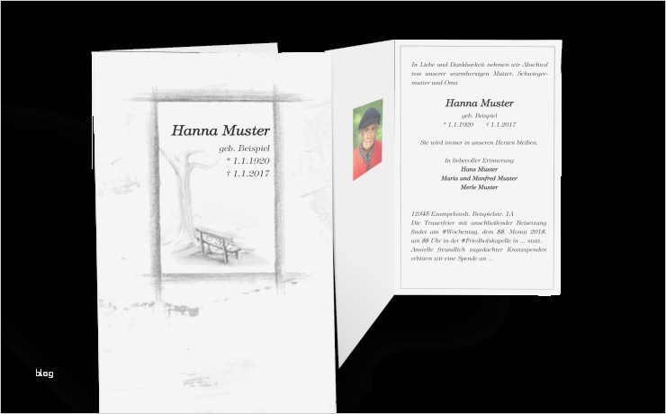 Trauerkarte Vorlage Fabelhaft Trauerkarte "bank Mit Baum" Einladung Trauerfeier