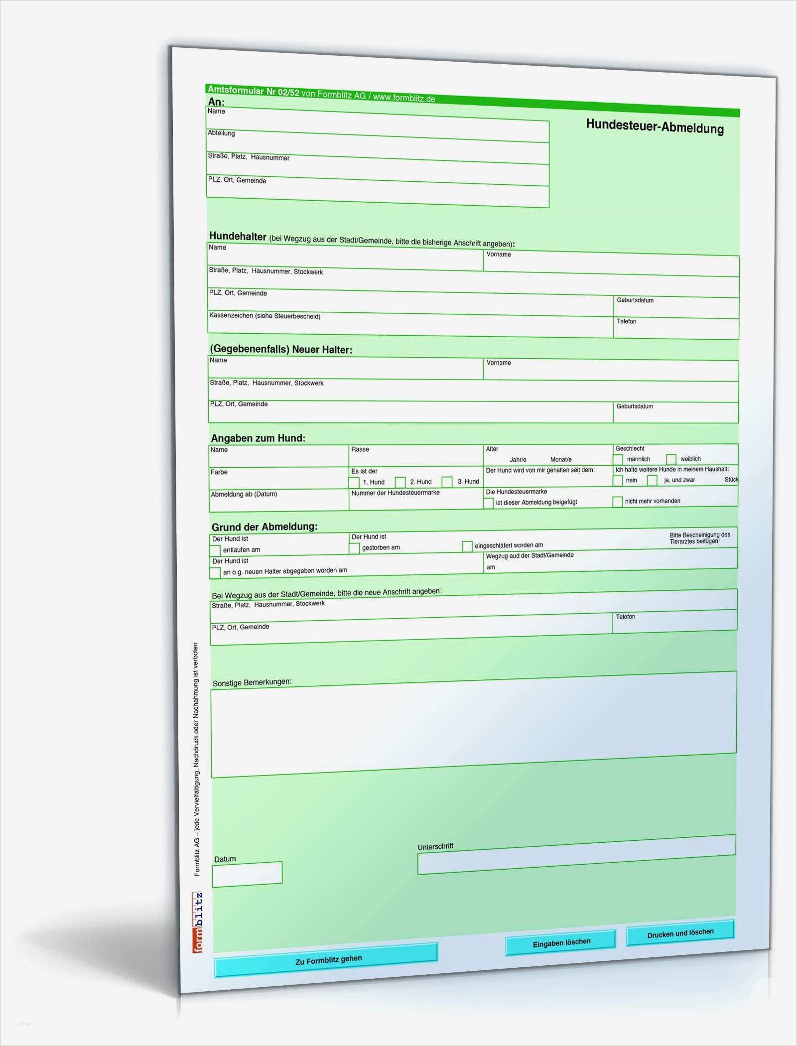 Trennblätter Vorlage Kostenlos Cool Abmeldung Hundesteuer | Vorlage Ideen