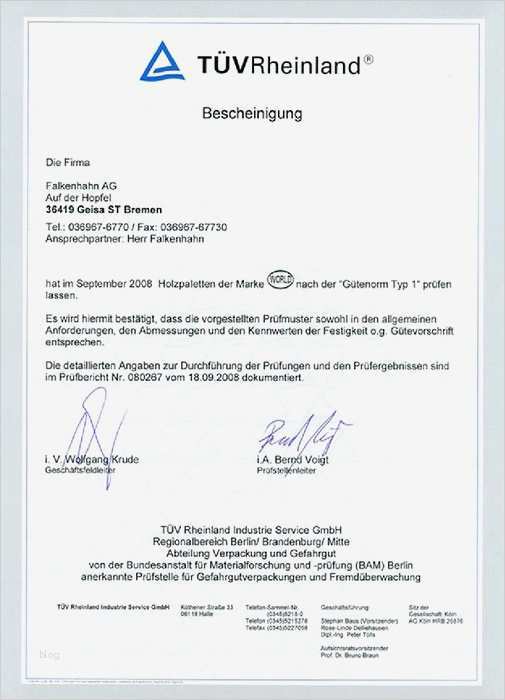 Tüv Zertifikat Vorlage Geburtstag Erstaunlich Zertifikate Zur World Palette Und Der Falkenhahn Ag