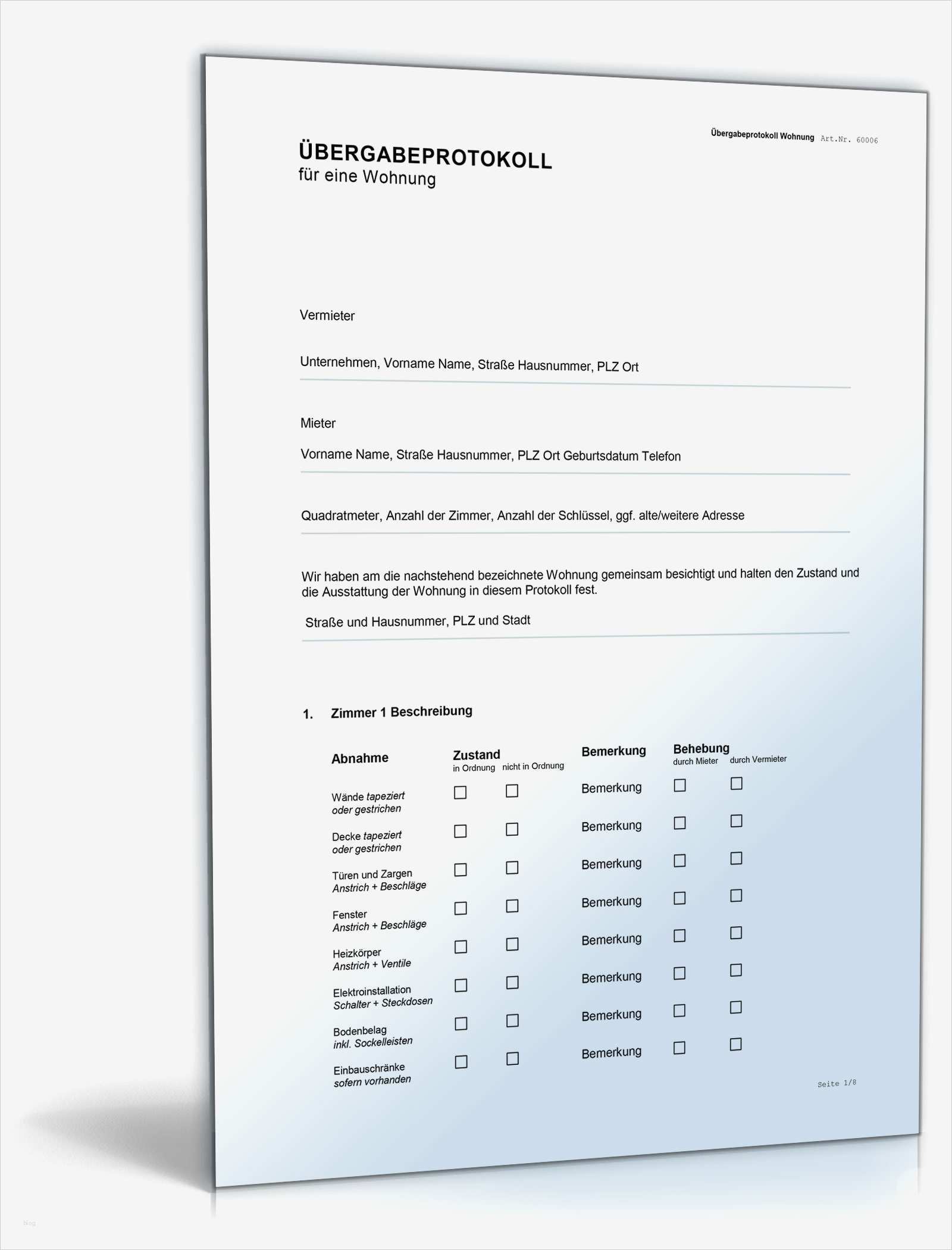 übergabeprotokoll Vorlage Word Angenehm Vermieten Wohnung –› Preissuchmaschine