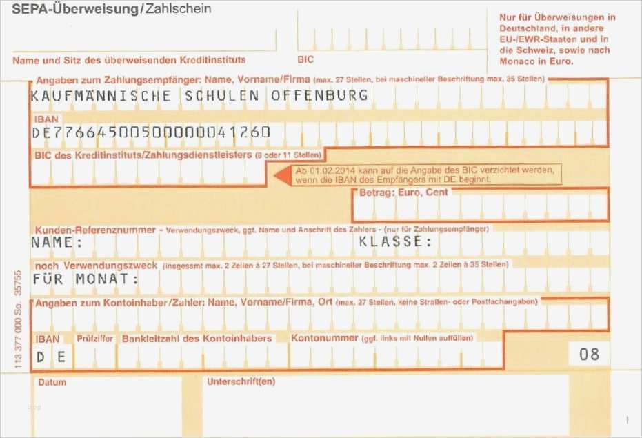 überweisungsträger Vorlage Erstaunlich tolle überweisungsträger Vorlage