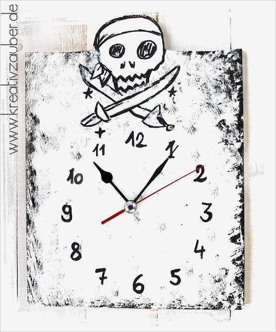 Piraten Uhr basteln Vorlage und Anleitung Kreativzauber