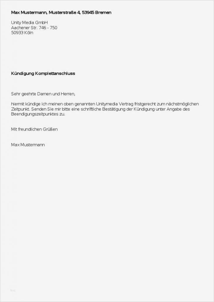 Unitymedia sonderkündigungsrecht Vorlage Luxus Kündigung Unitymedia Vorlage Umzug Kündigung Vorlage