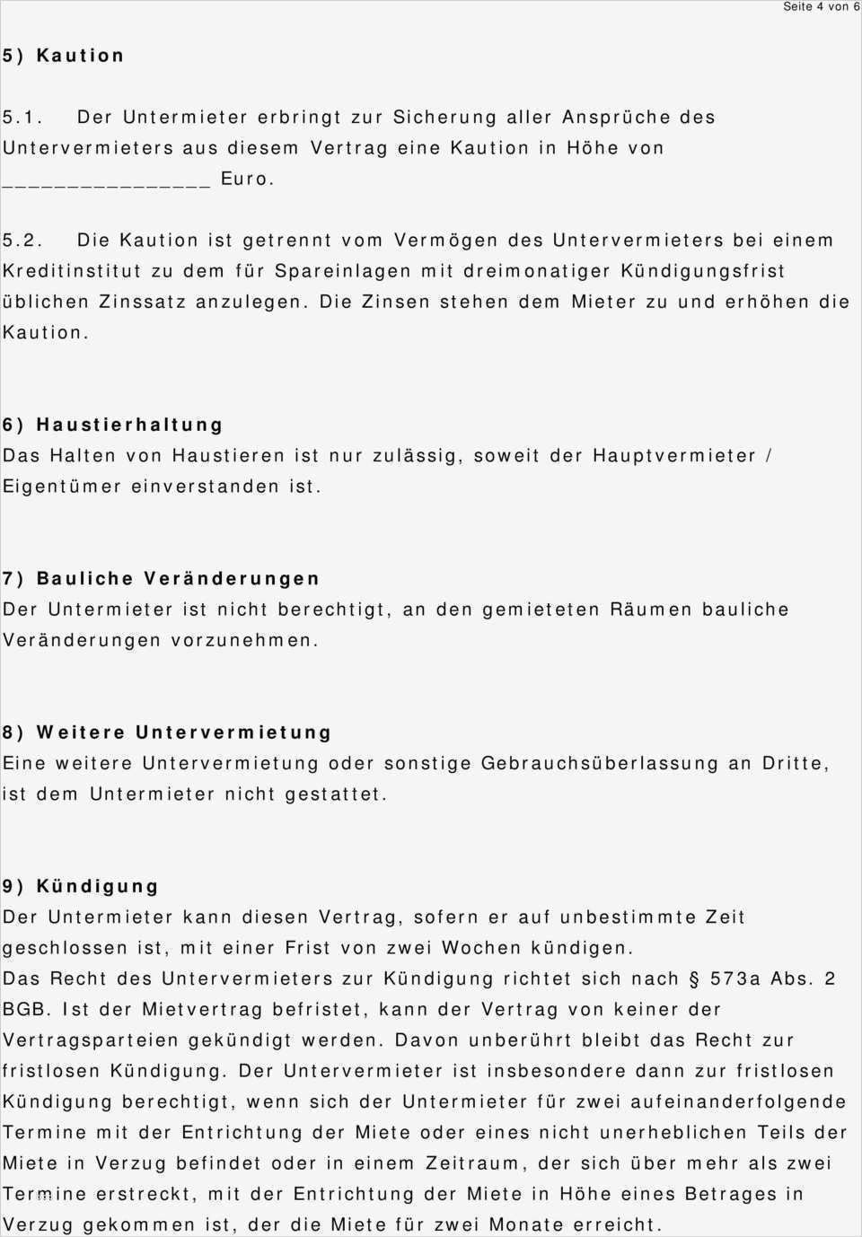 Untermieter Kündigen Vorlage Best Of Mietvertrag Für Untermieter Pdf