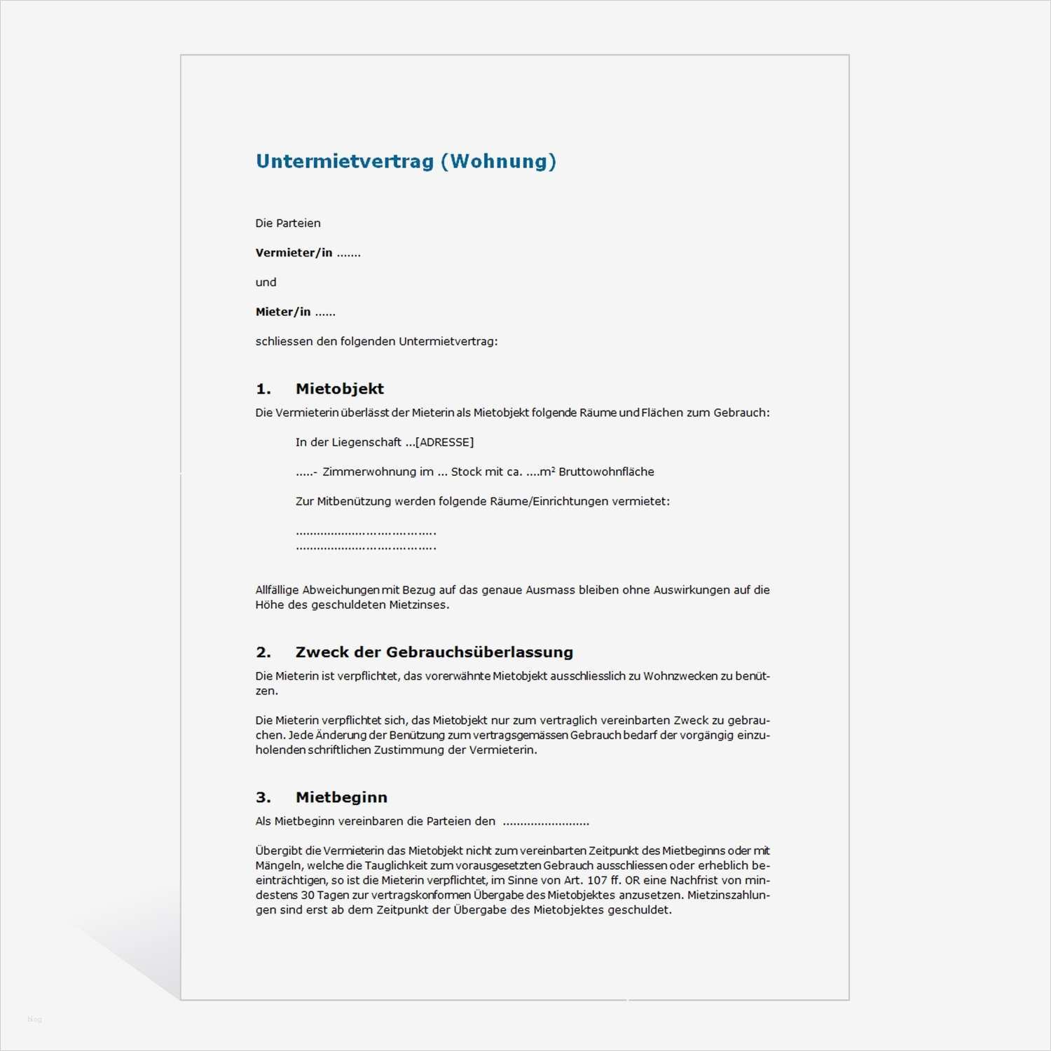 Untermietvertrag Garage Vorlage Kostenlos Erstaunlich Untermietvertrag Für Eine Wohnung