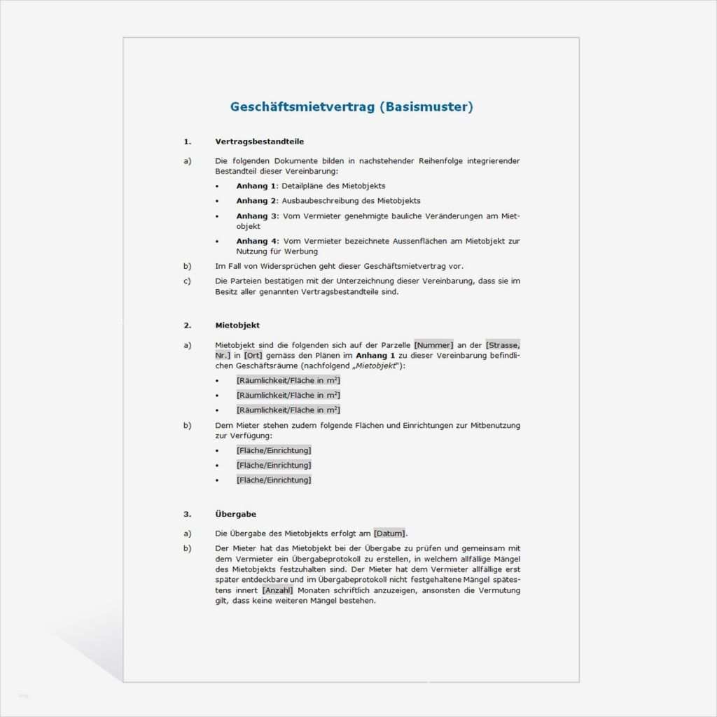 Untermietvertrag Geschäftsräume Vorlage Elegant Muster Mietvertrag Geschäftsräume