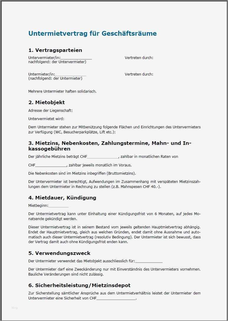 Untermietvertrag Vorlage Pdf Einzigartig Mietvertrag formular Mietvertrag Muster