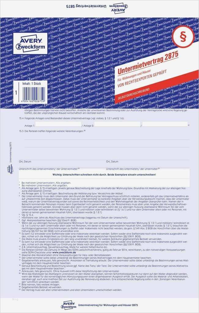 Untermietvertrag Vorlage Pdf Schön Untermietvertrag 2875