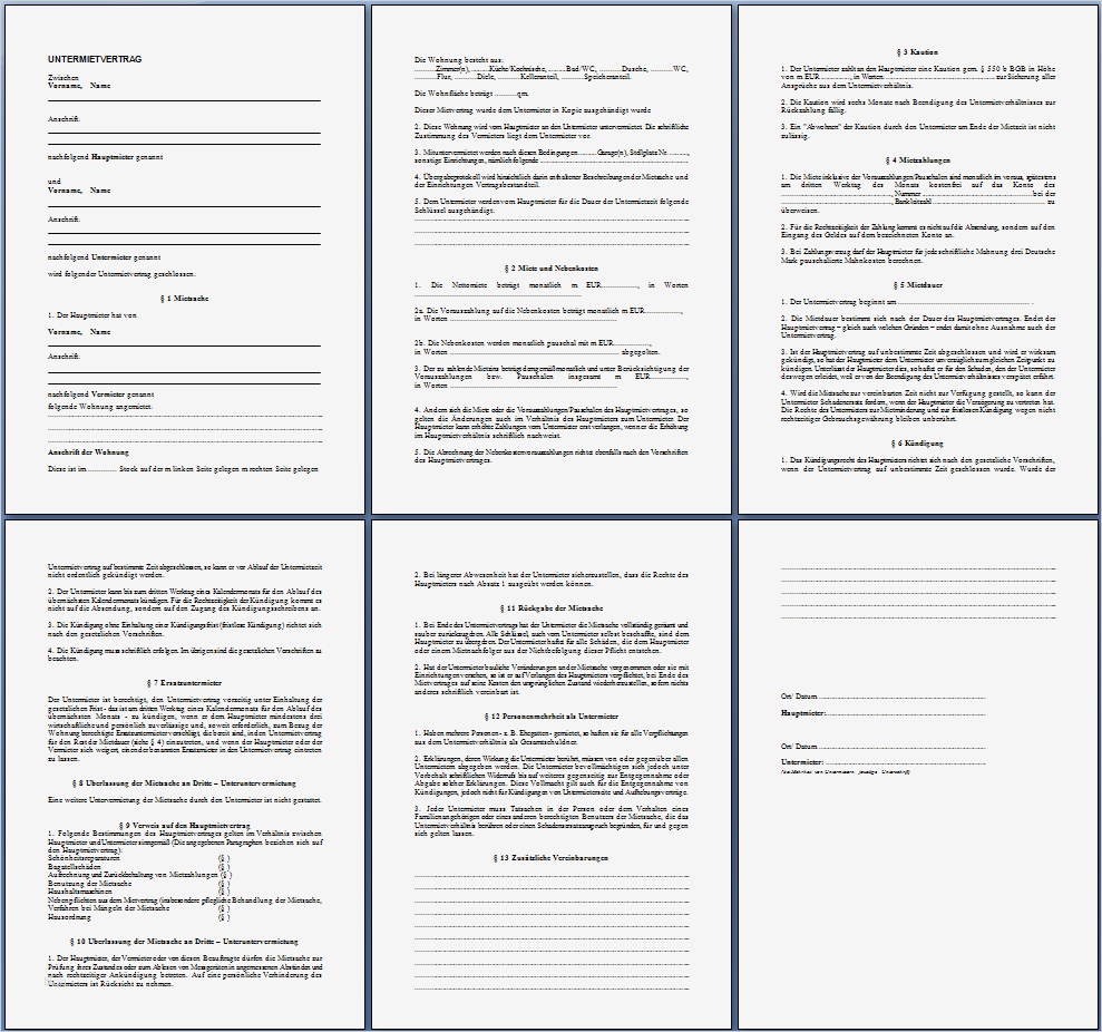 Untermietvertrag Vorlage Pdf Schönste Untermietvertrag Vorlage – Download Kostenlos