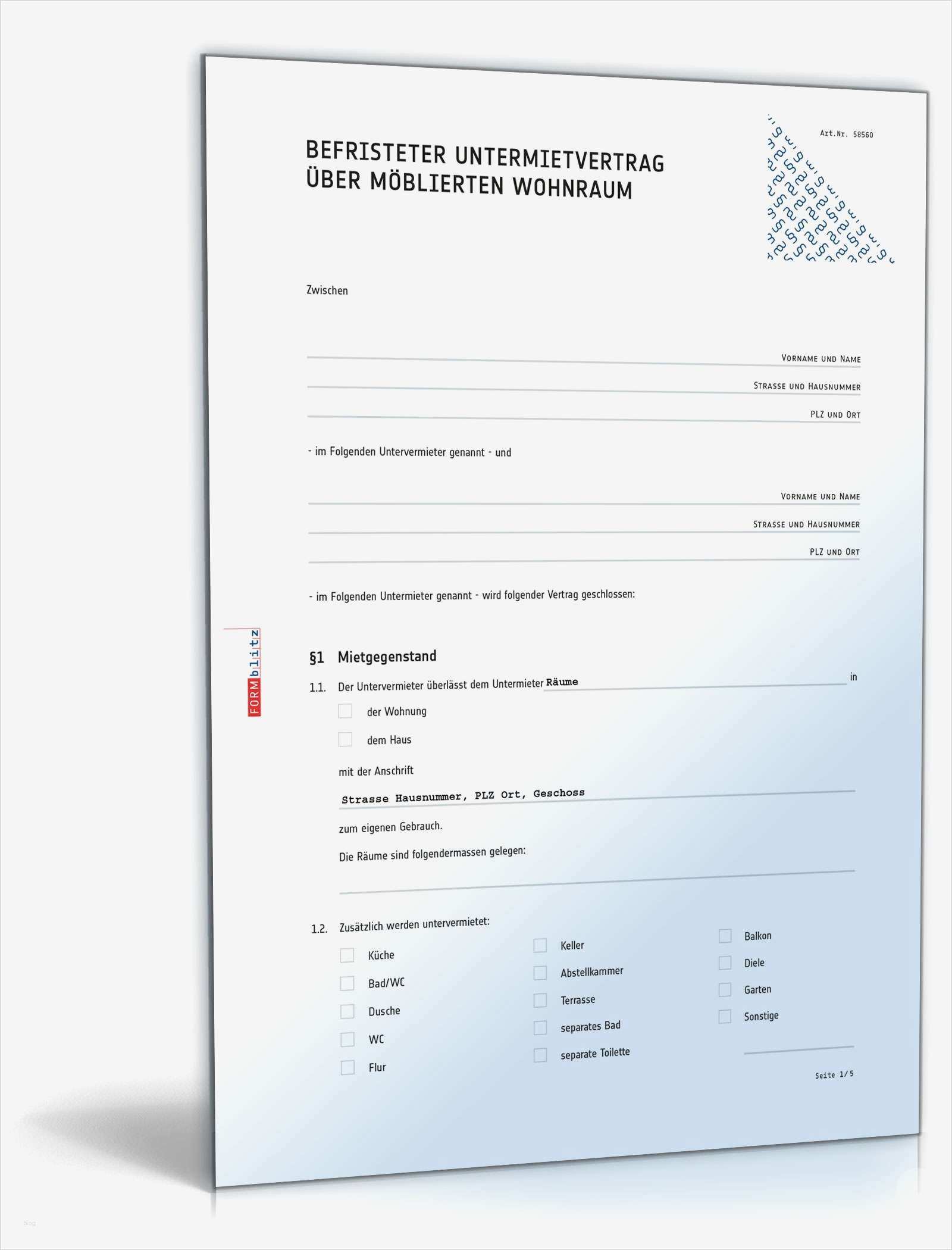 Untermietvertrag Vorlage Pdf Wunderbar Befristeter Untermietvertrag über Möblierten Wohnraum
