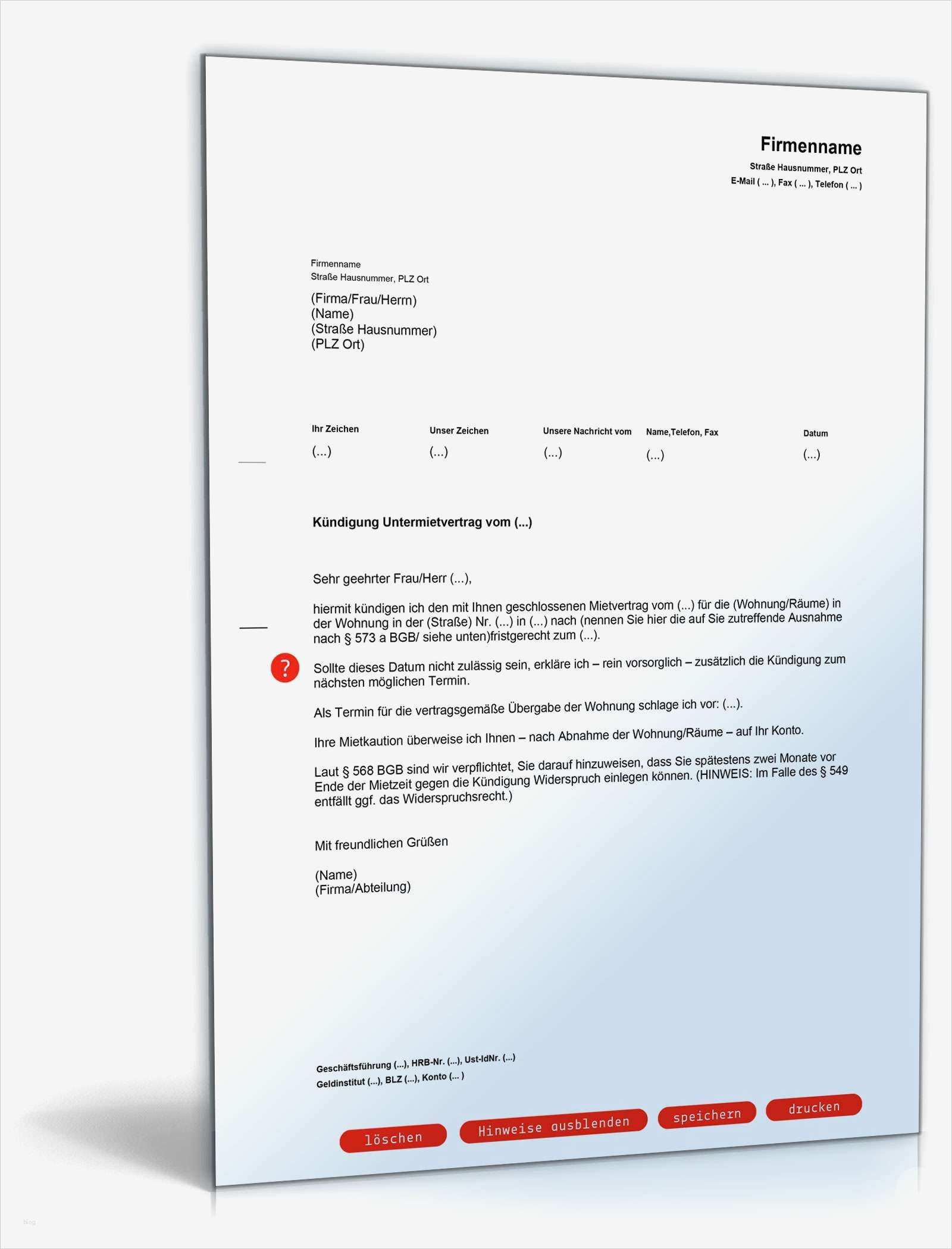 Untermietvertrag Wohnung Vorlage Großartig Fristgemäße Kündigung Untermietvertrag Durch Vermieter
