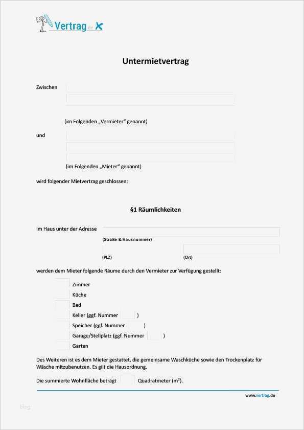 Untermietvertrag Wohnung Vorlage Gut Untermietvertrag › Mietvertrag Muster
