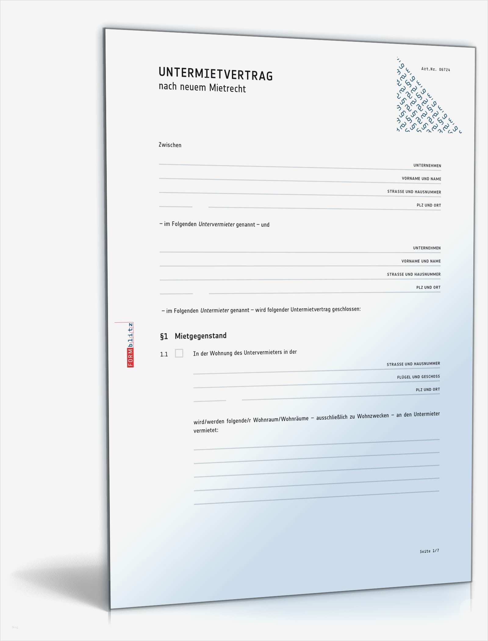 Untermietvertrag Wohnung Vorlage Gut Untermietvertrag Muster Vorlage Zum Download