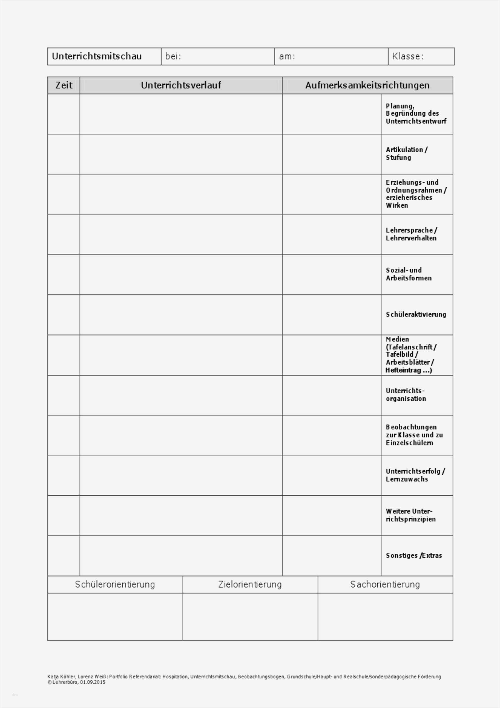 Unterrichtsentwurf Vorlage Wunderbar Arbeitshilfen · Grundschule · Lehrerbüro